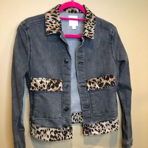 Lularoe Kenny denim jacket Animal print NWT